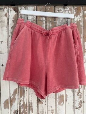 Old Navy Women’s Coral Pink 100% Cotton Terry Cloth Drawstring Shorts, XL